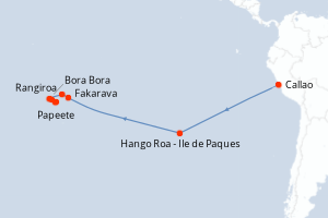 Carte itinéraire croisière  - 18 jours au départ de Callao - Tahiti