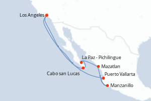 Carte itinéraire croisière - 10 jours au départ de Los Angeles - Amérique du Nord