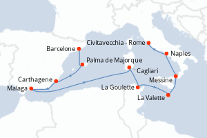 Carte itinéraire croisière  - 10 jours au départ de Barcelone - Méditerranée