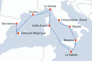 Carte itinéraire croisière  - 10 jours au départ de Barcelone - Méditerranée