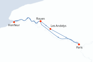Carte itinéraire croisière L Armada de Rouen et les plus belles escales de la vallée de la Seine - 5 jours au départ de Paris - Seine