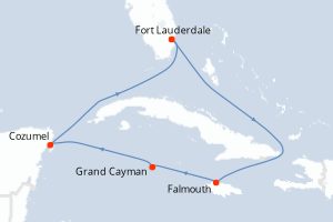 Carte itinéraire croisière - 6 jours au départ de Fort Lauderdale - Caraïbes Bahamas