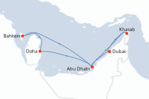 Carte itinéraire croisière - 7 jours au départ de Dubai - Moyen-Orient Dubaï