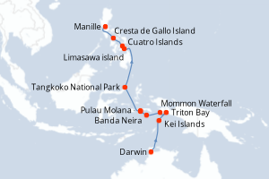 Carte itinéraire croisière - 14 jours au départ de Darwin - Asie