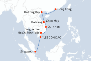Carte itinéraire croisière - 13 jours au départ de Hong Kong - Asie