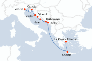 Carte itinéraire croisière - 9 jours au départ de Venise - Méditerranée