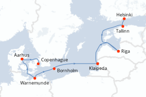 Carte itinéraire croisière - 7 jours au départ de Copenhague - Baltique