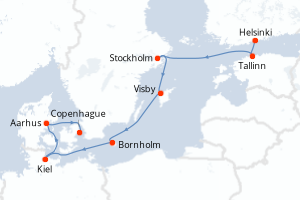 Carte itinéraire croisière - 7 jours au départ de Helsinki - Europe du Nord