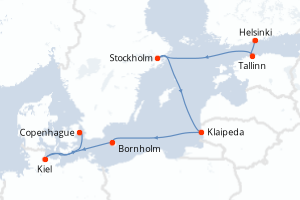 Carte itinéraire croisière - 7 jours au départ de Helsinki - Europe du Nord