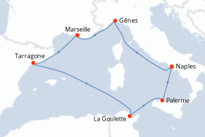 Carte itinéraire croisière - 7 jours au départ de Naples - Méditerranée