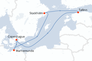 Carte itinéraire croisière - 6 jours au départ de Stockholm - Europe du Nord