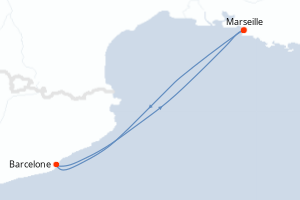 Carte itinéraire croisière - 2 jours au départ de Marseille - Méditerranée