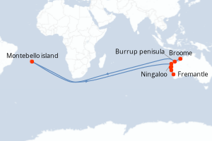 Carte itinéraire croisière - 10 jours au départ de Broome - Australie Nouvelle Zélande