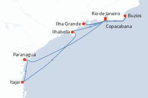 Carte itinéraire croisière - 7 jours au départ de Paranagua - Brésil