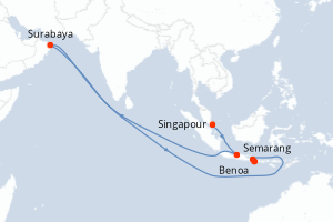 Carte itinéraire croisière - 6 jours au départ de Singapour - Asie