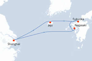 Carte itinéraire croisière  - 6 jours au départ de Shanghai - Asie