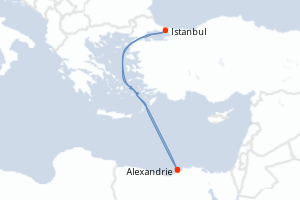 Carte itinéraire croisière - 4 jours au départ de Alexandrie - Méditerranée