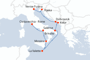 Carte itinéraire croisière  - 9 jours au départ de Civitavecchia - Rome - Méditerranée