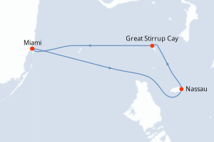 Carte itinéraire croisière - 3 jours au départ de Miami - Caraïbes Bahamas
