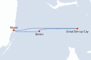 Carte itinéraire croisière - 4 jours au départ de Miami - Caraïbes Bahamas