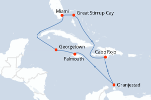 Carte itinéraire croisière  - 9 jours au départ de Miami - Caraïbes Bahamas