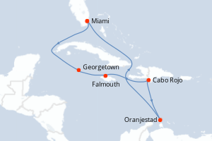 Carte itinéraire croisière  - 9 jours au départ de Miami - Caraïbes Bahamas