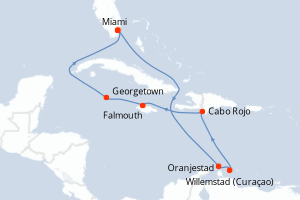 Carte itinéraire croisière  - 10 jours au départ de Miami - Caraïbes Bahamas