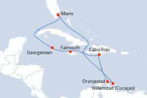 Carte itinéraire croisière  - 10 jours au départ de Miami - Caraïbes Bahamas
