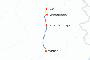 Carte itinéraire croisière - 5 jours au départ de Lyon - Rhône Saone
