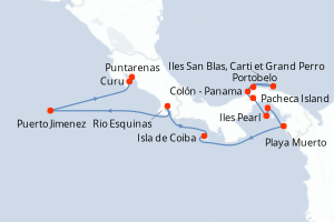 Carte itinéraire croisière - 10 jours au départ de Colon - Panama - Amérique du Sud