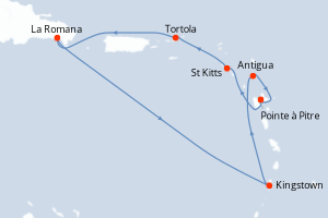 Carte itinéraire croisière - 7 jours au départ de Pointe a Pitre - Caraïbes Bahamas