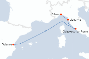 Carte itinéraire croisière  - 4 jours au départ de Genes - Méditerranée