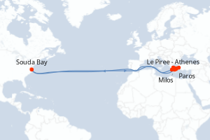 Carte itinéraire croisière  - 7 jours au départ de Le Piree - Athenes - Méditerranée