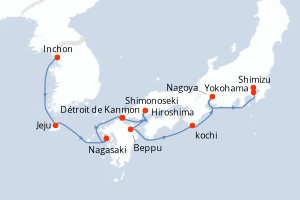 Carte itinéraire croisière  - 9 jours au départ de Inchon - Asie