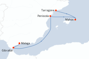 Carte itinéraire croisière - 5 jours au départ de Tarragone - Méditerranée