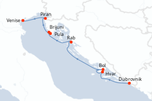 Carte itinéraire croisière - 7 jours au départ de Dubrovnik - Méditerranée