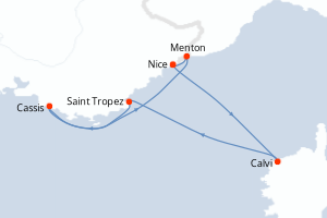 Carte itinéraire croisière - 5 jours au départ de Nice - Méditerranée