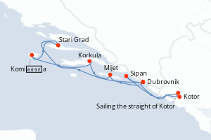 Carte itinéraire croisière - 7 jours au départ de Dubrovnik - Adriatique