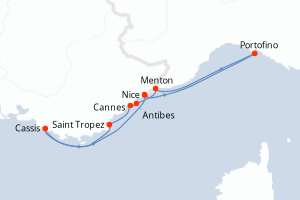 Carte itinéraire croisière - 7 jours au départ de Nice - Méditerranée