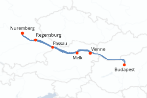 Carte itinéraire croisière - 7 jours au départ de Nuremberg - Danube