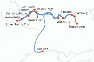 Carte itinéraire croisière - 7 jours au départ de Nuremberg - Elbe