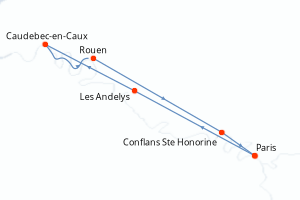 Carte itinéraire croisière - 7 jours au départ de Paris - Seine