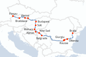 Carte itinéraire croisière - 14 jours au départ de Passau - Danube