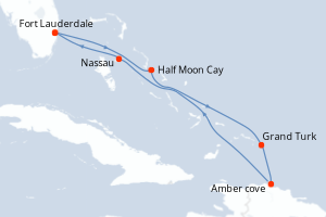 Carte itinéraire croisière - 7 jours au départ de Fort Lauderdale - Caraïbes Bahamas
