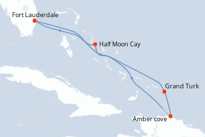 Carte itinéraire croisière - 6 jours au départ de Fort Lauderdale - Caraïbes Bahamas