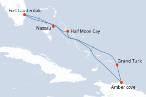 Carte itinéraire croisière - 7 jours au départ de Fort Lauderdale - Caraïbes Bahamas