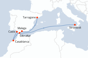 Carte itinéraire croisière - 7 jours au départ de Tarragone - Méditerranée