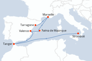 Carte itinéraire croisière - 7 jours au départ de Stromboli - Méditerranée