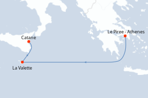 Carte itinéraire croisière - 3 jours au départ de Le Piree - Athenes - Méditerranée