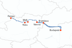 Carte itinéraire croisière - 7 jours au départ de Passau - Danube